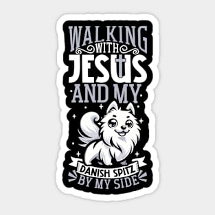 Jesus and dog - Danish Spitz Sticker